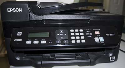 Photograph of Epson WorkForce WF-2520 wireless all in one inkjet printer.